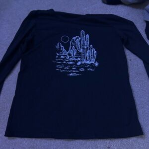 Black Long Sleeve Shirt with Desert Print